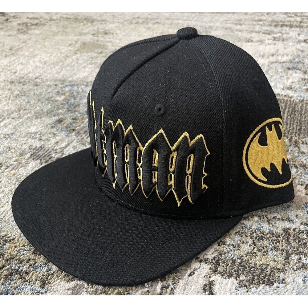DC Comics Batman Spell Out Black Embroidered Batman Yellow NEW With Tags